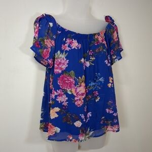Kayleigh Camiya Floral Off The Shoulder Blue Women's Top , NWT Stitch Fix Size L